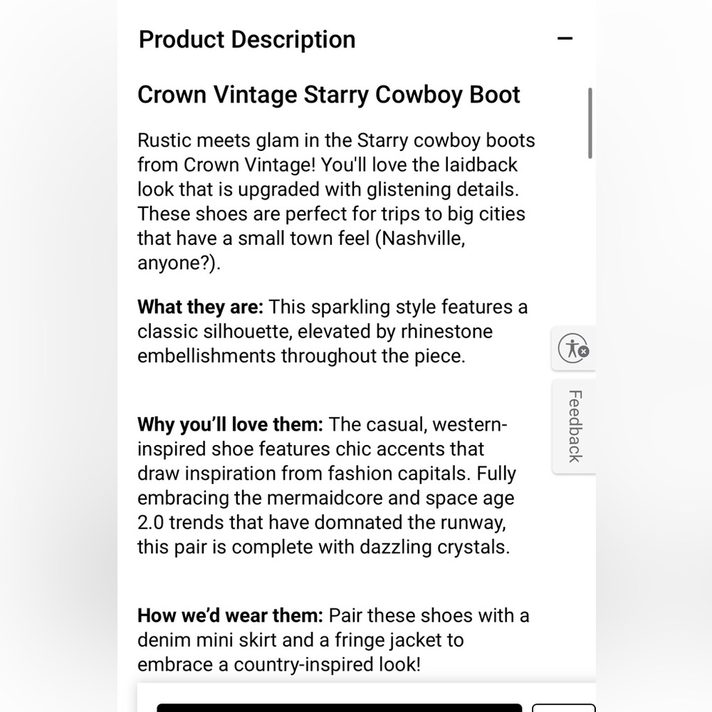 CROWN VINTAGE | Starry Cowboy Boot - Picture 7 of 7